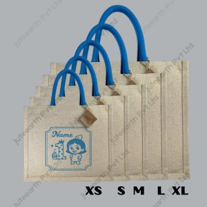 1st birthday Cute girl Art Birthday Jute cotton Heavy weave Custom Printed Juco Bag for Return Gift with Aqua Blue Print (2)