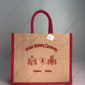 Balaji Shanka - Chakra Art House warming ceremony Natural Custom Printed Jute Bag for Return Gift