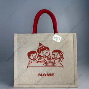 Jute Cotton (JuCo) Bag for Birthday Return Gift in Children Party Celebration Theme  - with Handle Color Options-Landsape Bag