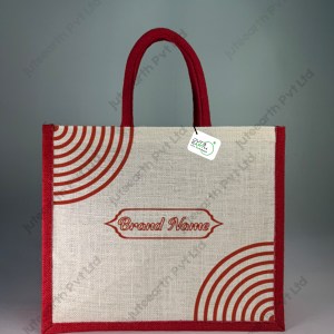 Custom Printed Concentric Quarter Circle Halfwhite Jute Bag for Branding With Color Options-Landscape