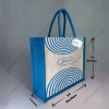 Halfwhite Jute Bag – Custom Printed Semi Concentric with Aqua Blue Cotton Rope Niwar Handles and Gusset for Branding or Promotions (3)