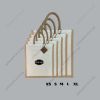 Custom printed half-white jute bag with jute-colour rope handles, narrow shape, sizes XS to XL stacked to show scale