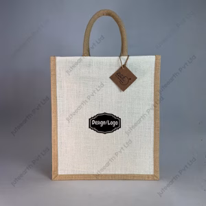 Custom Printed Halfwhite Jute Bag for Branding With Color Options- Narrow Bag