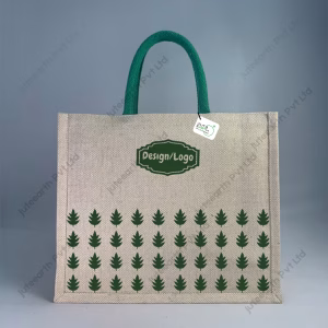 Custom Printed Oak Leaf Jute Cotton (JuCo) Bag for Branding With Color Options-Landscape