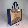 Natural Jute Bag – Custom Printed Custom Printed Semi Concentric with Dark Blue Cotton Rope Niwar Handles and Gusset for Branding or Promotions (3)