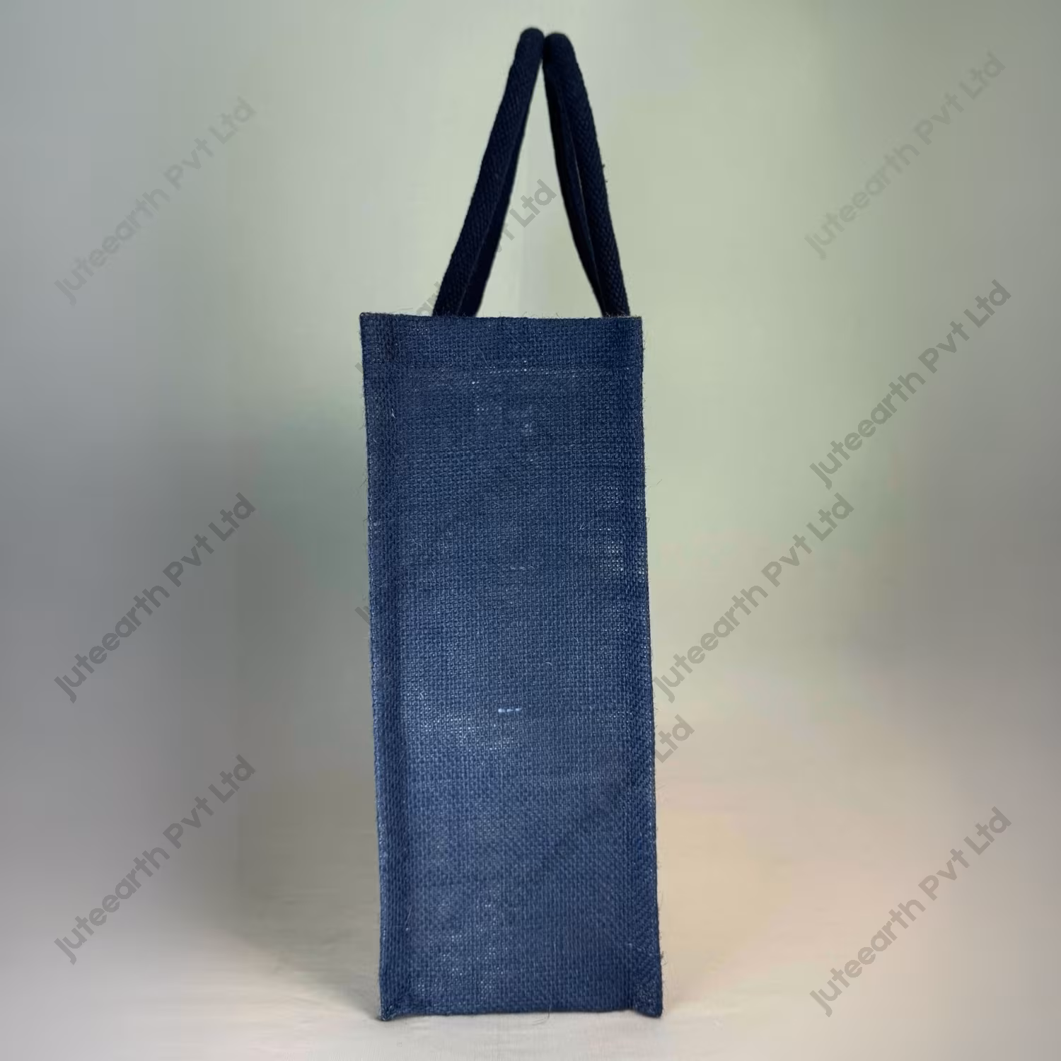 Natural Jute Bag – Custom Printed Custom Printed Semi Concentric with Dark Blue Cotton Rope Niwar Handles and Gusset for Branding or Promotions (4)