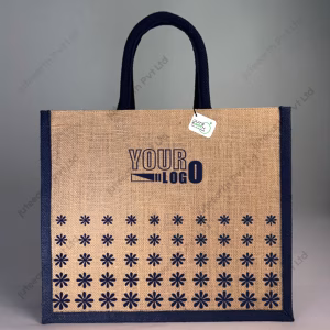 Custom Printed Daisy Petals Natural Jute Bag for Branding With Color Options- landscape