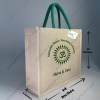 OM Art Huse warming ceremony jute cotton Heavy weave Custom Printed Juco Bag for Return Gift with Bottle Green print (3)