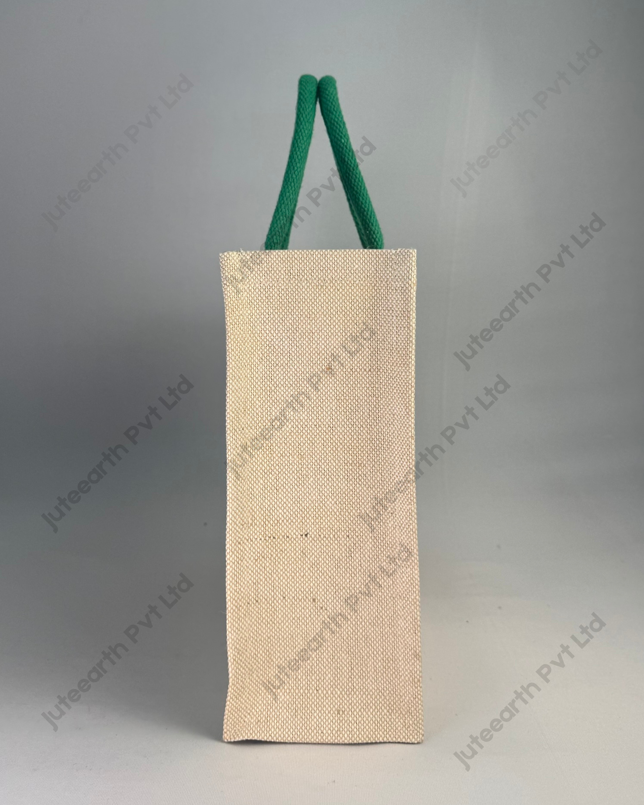 OM Art Huse warming ceremony jute cotton Heavy weave Custom Printed Juco Bag for Return Gift with Bottle Green print (4)