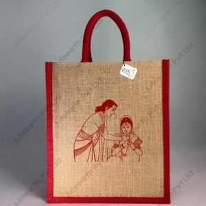 Natural Jute Bag for Marriage Return Gift in Mangal Suthra Tai Theme - with Color Options-Narrow Bag