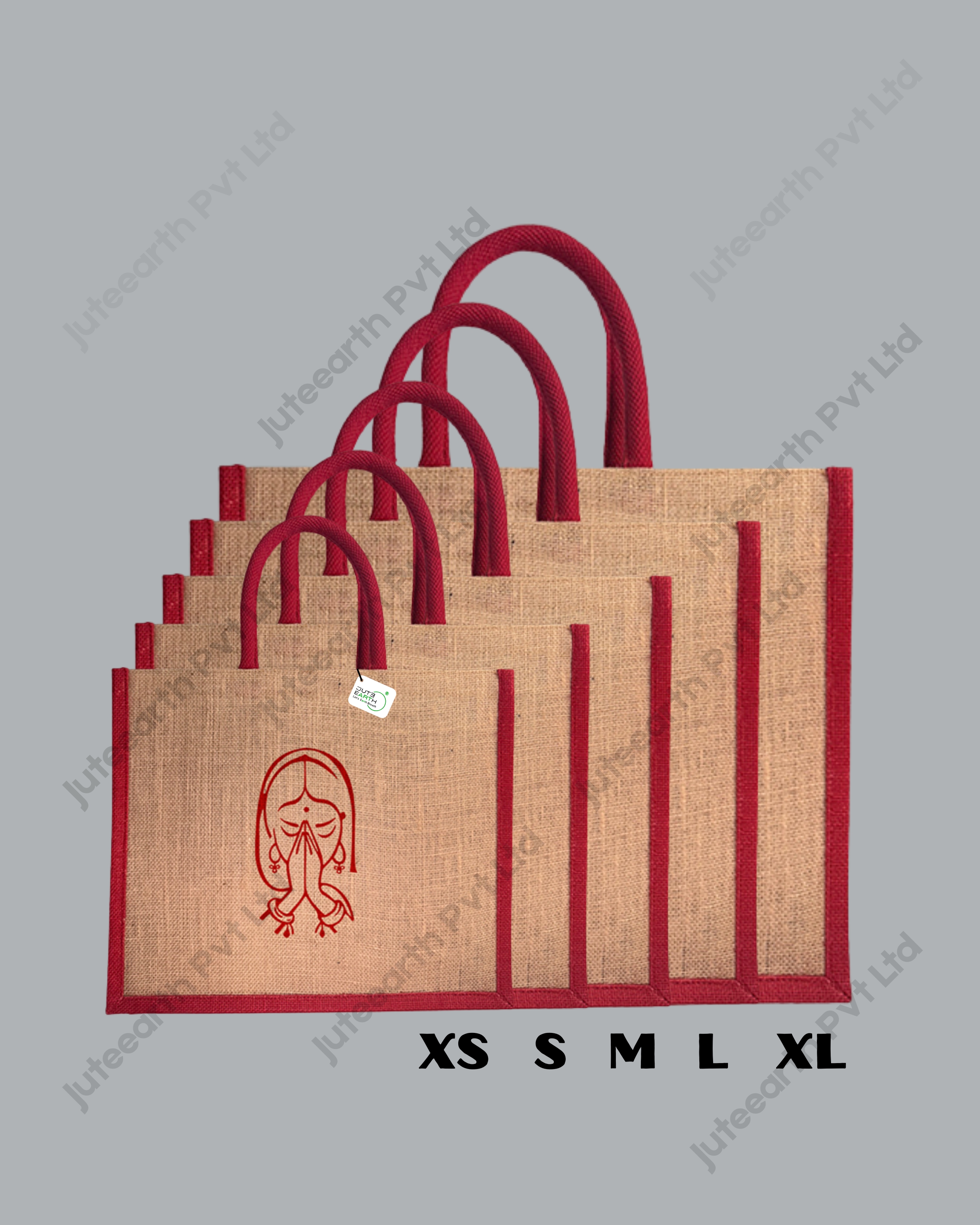 Namaste Art Marriage Ceremony Natural Custom Printed Jute Bag for Return Gift with Red print (2)