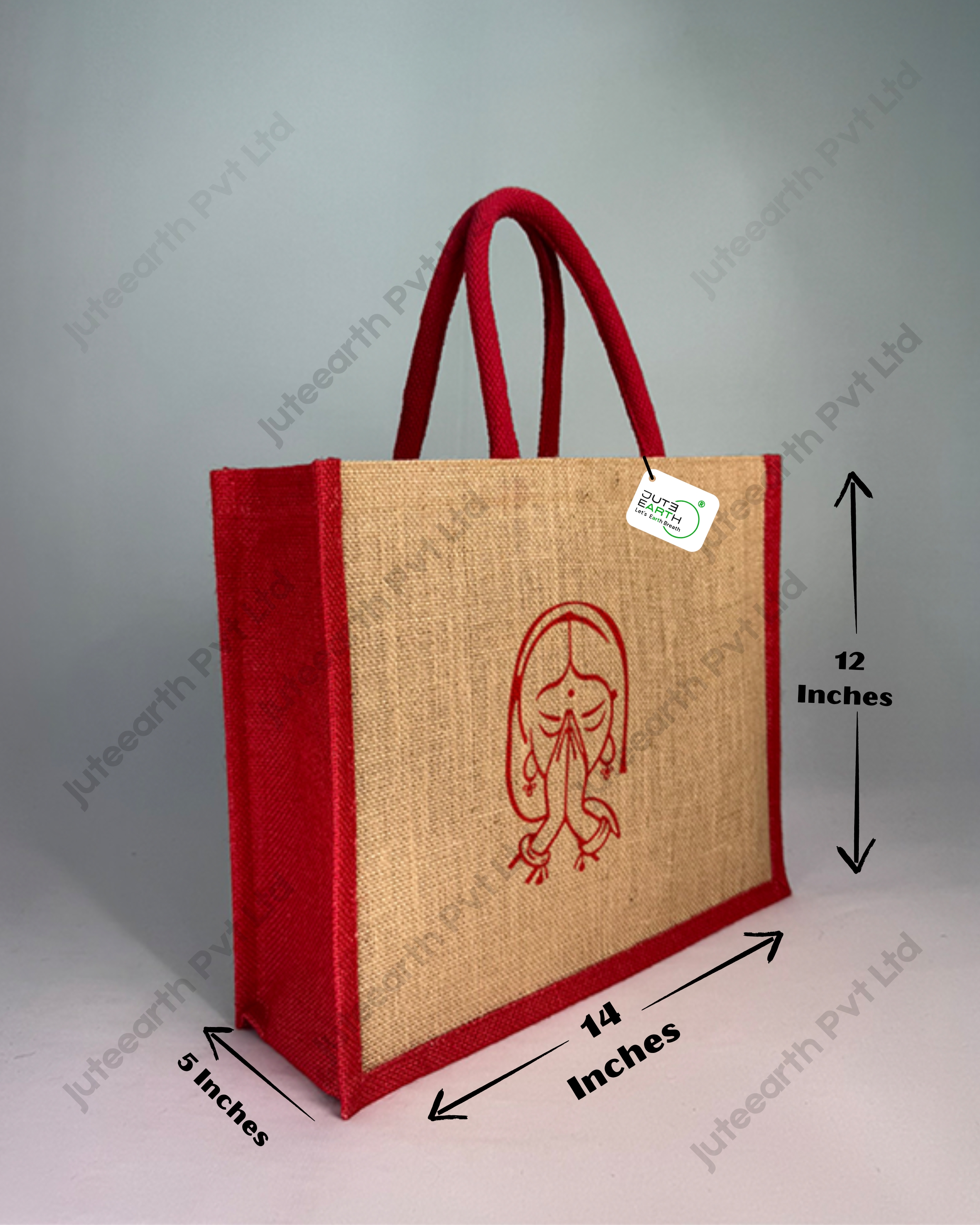 Namaste Art Marriage Ceremony Natural Custom Printed Jute Bag for Return Gift with Red print (3)