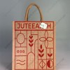 Narrow Natural Jute Bag – Geometric Botanical Pattern Printed with Cotton Rope Niwar Handle