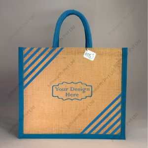 Custom Printed Minimum Line Natural Jute Bag for Branding With Color Options- landscape