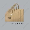Custom printed natural jute bag with jute-colour rope handles, landscape shape, sizes XS to XL stacked to show scale