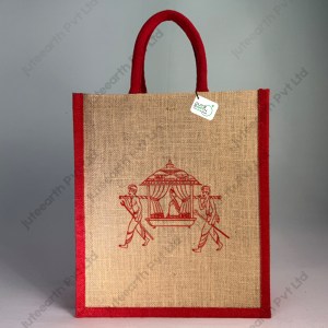 Natural Jute Bag for Marriage Return Gift in Doli/Palki Theme - with Color Options-Narrow Bag