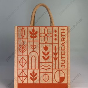 Natural Jute Bag with Geometric Botanical Printed Designs And Color Options-Narrow Bag