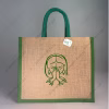 Namaste Art Marriage Ceremony Natural Custom Printed Jute Bag for Return Gift with Bottle Green Cotton Rope Niwar Handles and Gusset