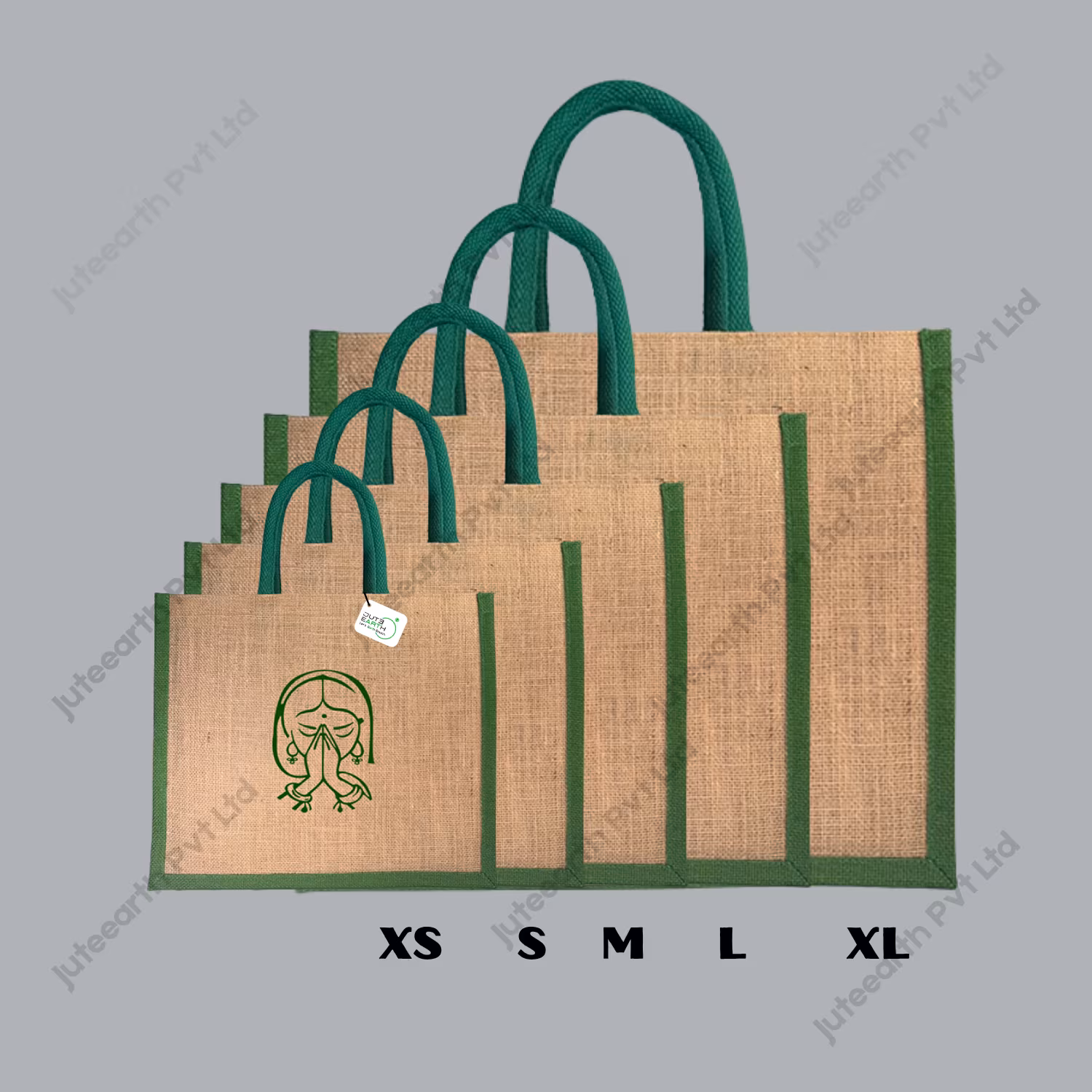 Namaste Art Marriage Ceremony Natural Custom Printed Jute Bag for Return Gift with Bottle Green Cotton Rope Niwar Handles and Gusset (2)